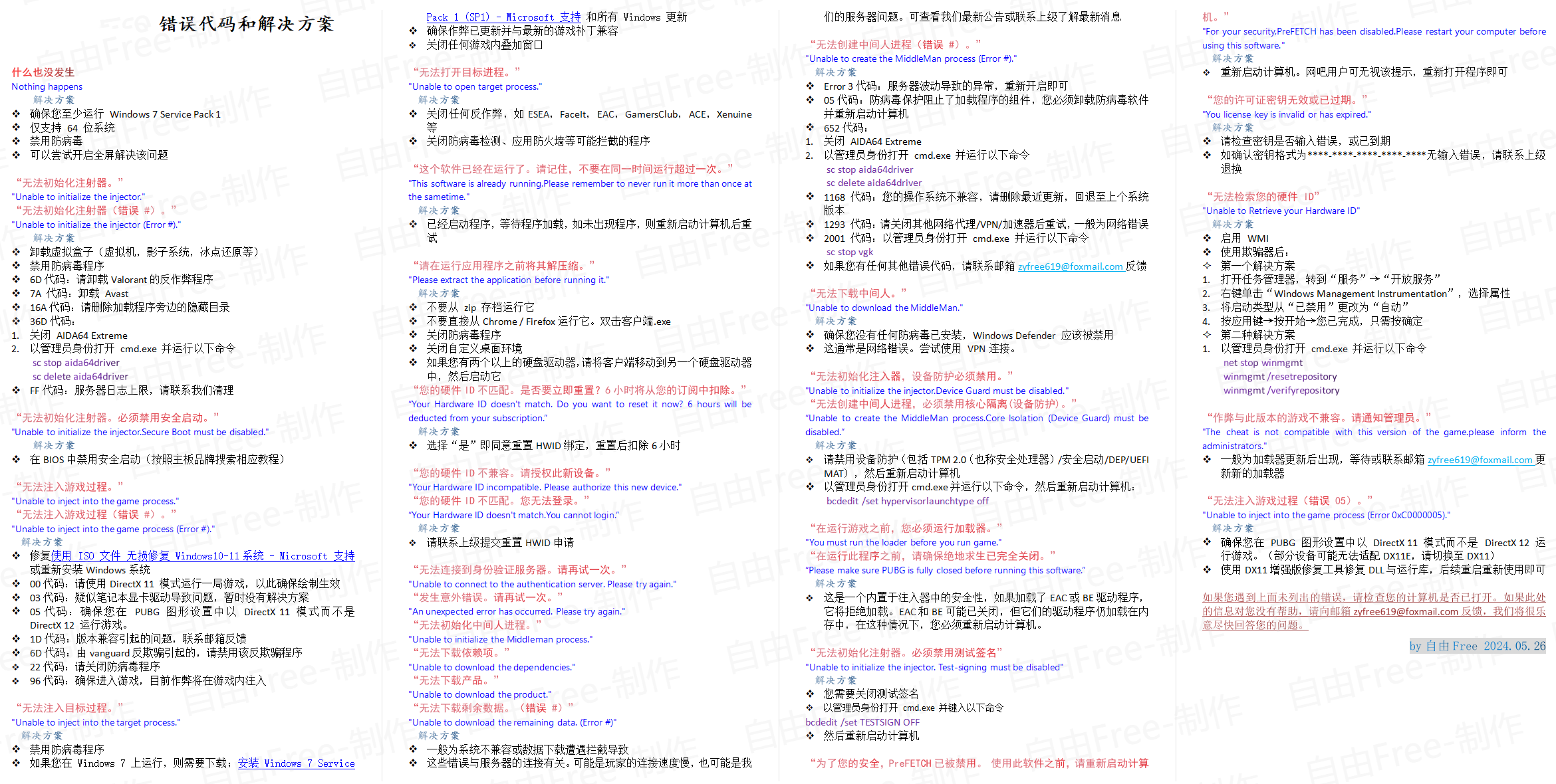 错误代码及解决方案